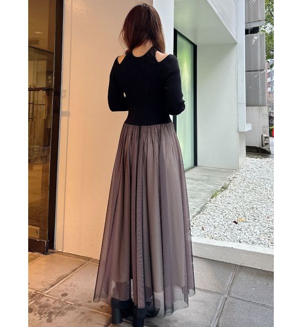 MERCURYDUO「2WAYチュールニットドッキングワンピース」|ワンピース|