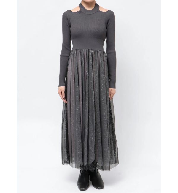 MERCURYDUO「2WAYチュールニットドッキングワンピース」|ワンピース|