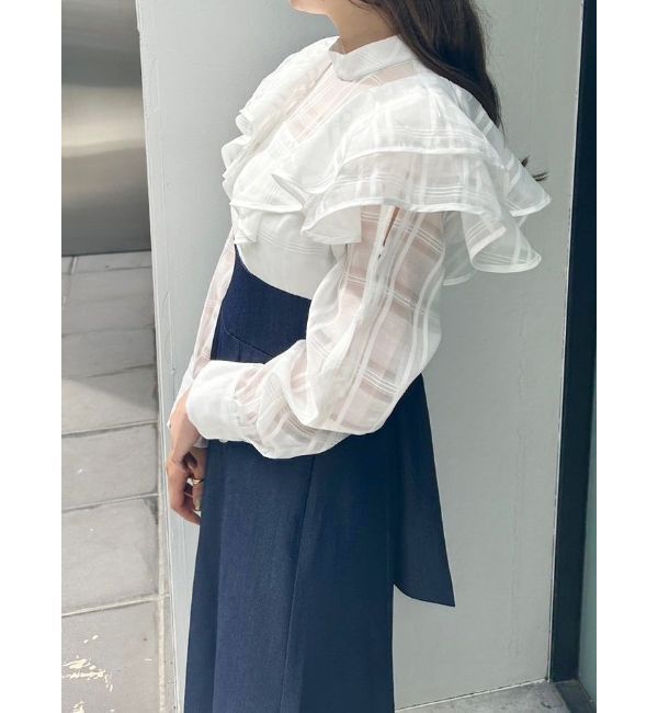 MERCURYDUO「2WAYシアーチェックラッフルドッキングワンピース」|ワンピース|