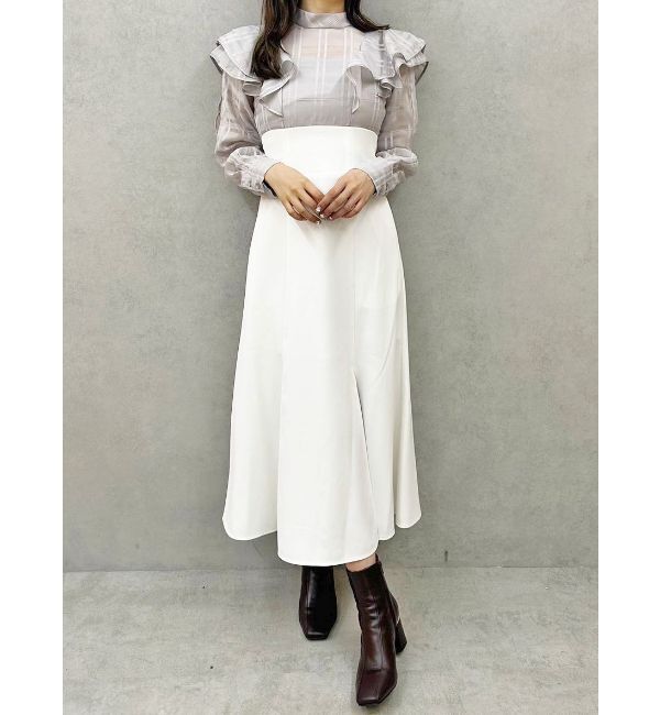 MERCURYDUO「2WAYシアーチェックラッフルドッキングワンピース」|ワンピース|