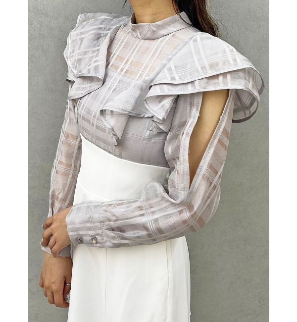 MERCURYDUO「2WAYシアーチェックラッフルドッキングワンピース」|ワンピース|