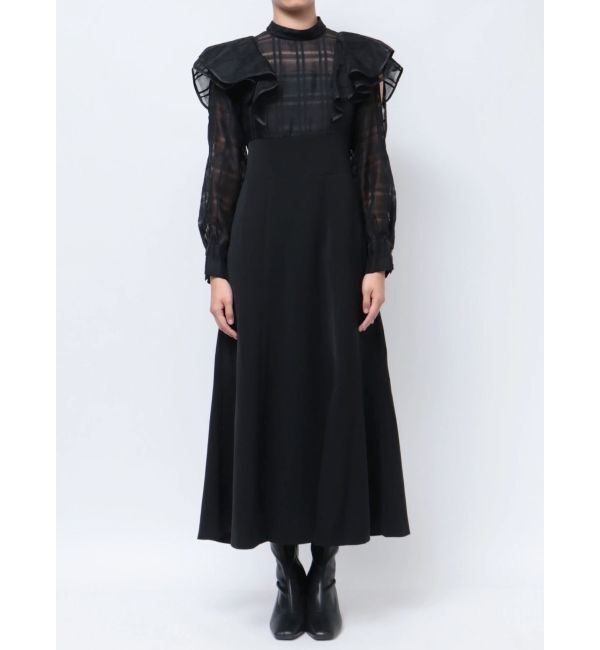 MERCURYDUO「2WAYシアーチェックラッフルドッキングワンピース」|ワンピース|