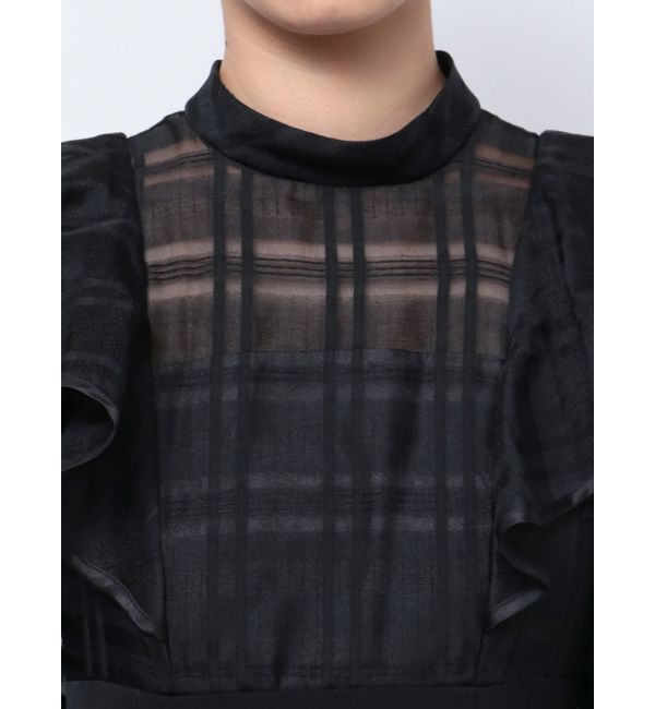 MERCURYDUO「2WAYシアーチェックラッフルドッキングワンピース」|ワンピース|