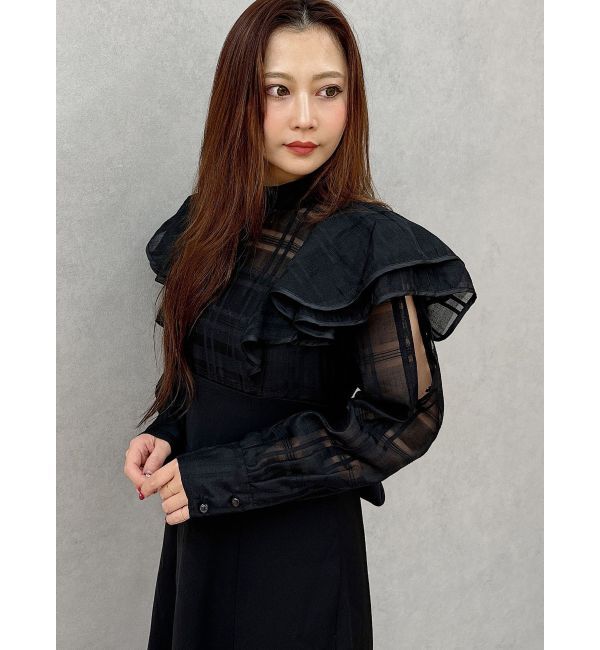 MERCURYDUO「2WAYシアーチェックラッフルドッキングワンピース」|ワンピース|