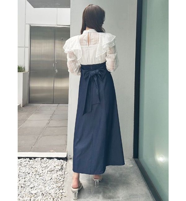 MERCURYDUO「2WAYシアーチェックラッフルドッキングワンピース」|ワンピース|