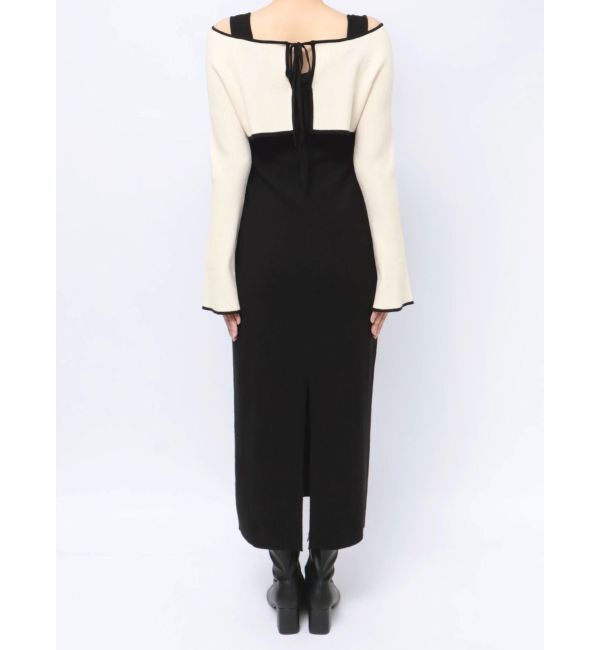 MERCURYDUO「3WAY配色ストラップバッククロスロングスリーブワンピース」|ワンピース|