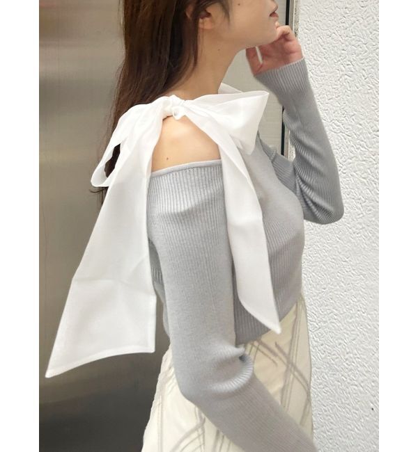 MERCURYDUO「ショルダーリボンロングスリーブニット」|ニット・セーター|