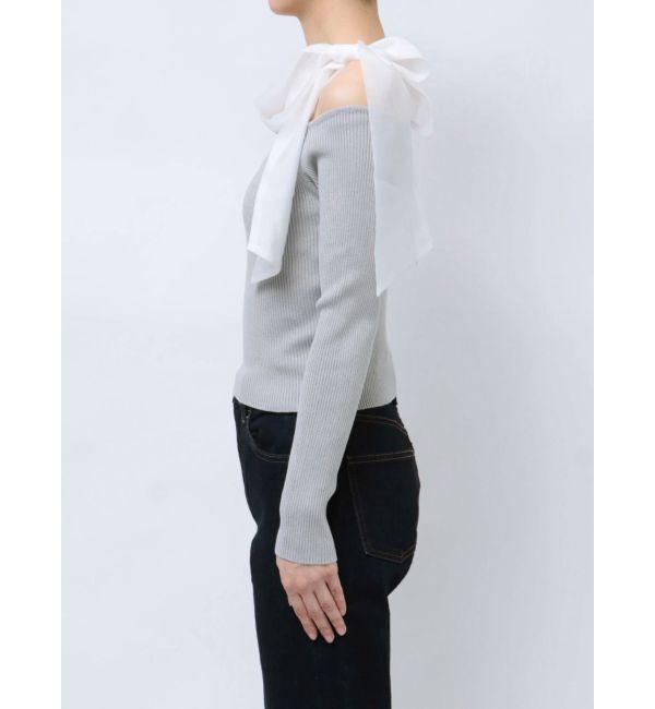 MERCURYDUO「ショルダーリボンロングスリーブニット」|ニット・セーター|