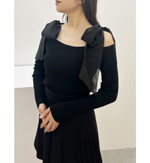 MERCURYDUO「ショルダーリボンロングスリーブニット」|ニット・セーター|