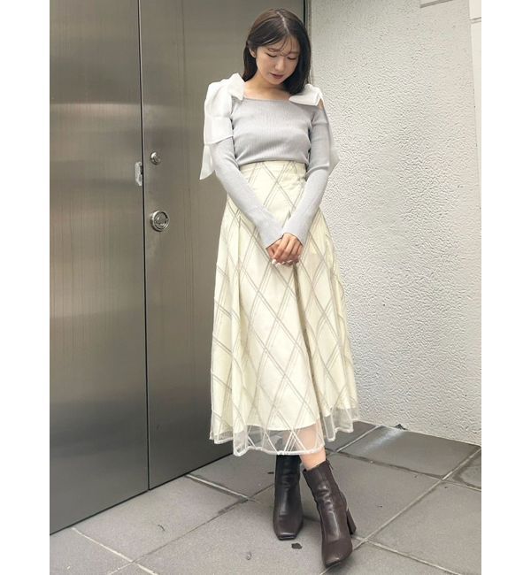 MERCURYDUO「ショルダーリボンロングスリーブニット」|ニット・セーター|