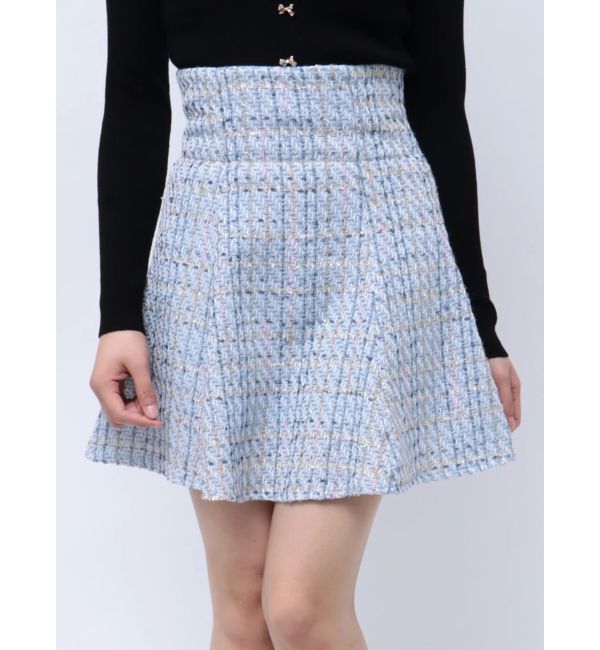 MERCURYDUO「オリジナルツイードミニスカパン【セットアップ着用可】」|スカート|アイスブルー