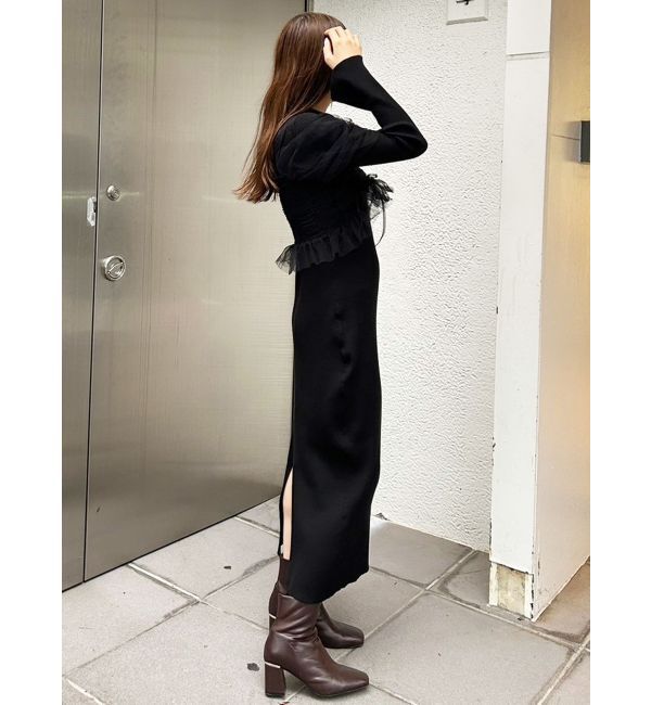 MERCURYDUO「シャーリングビスチェニットワンピース」|ワンピース|