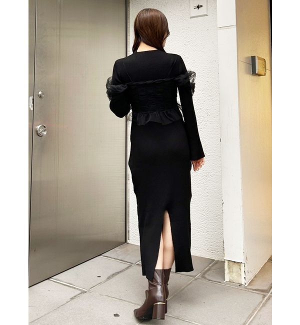 MERCURYDUO「シャーリングビスチェニットワンピース」|ワンピース|