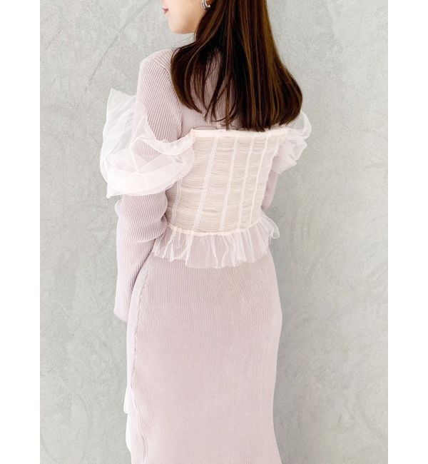 MERCURYDUO「シャーリングビスチェニットワンピース」|ワンピース|