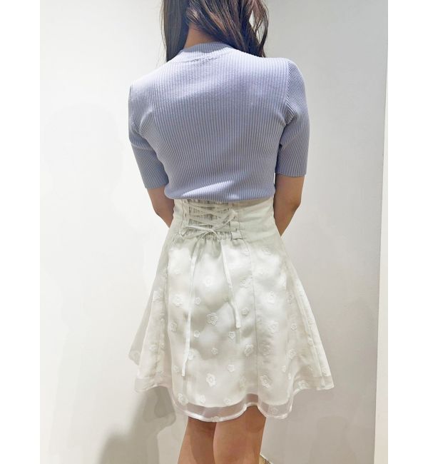 MERCURYDUO「【MARY QUANTコラボ】デイジーフロッキープリントバックレースアップミニスカパン」|スカート|