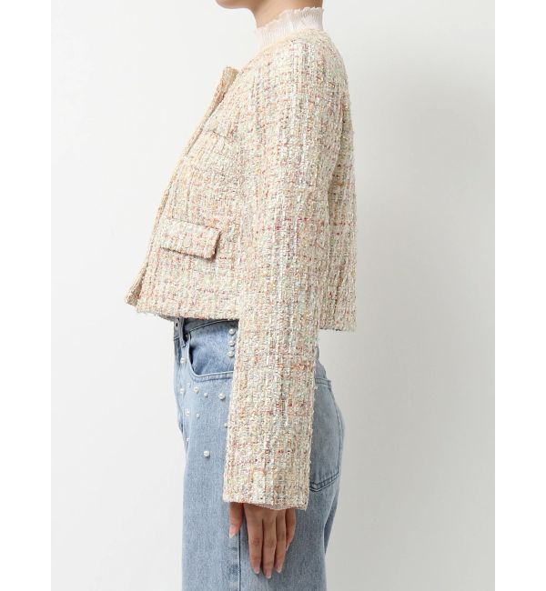 MERCURYDUO「ツイードノーカラージャケット」|ノーカラージャケット|
