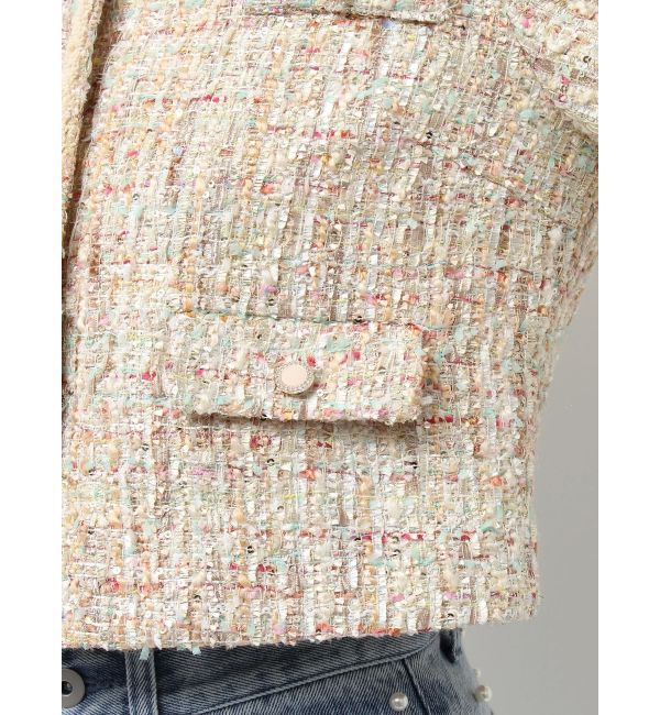 MERCURYDUO「ツイードノーカラージャケット」|ノーカラージャケット|