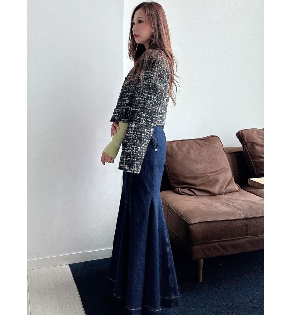 MERCURYDUO「ツイードノーカラージャケット」|ノーカラージャケット|