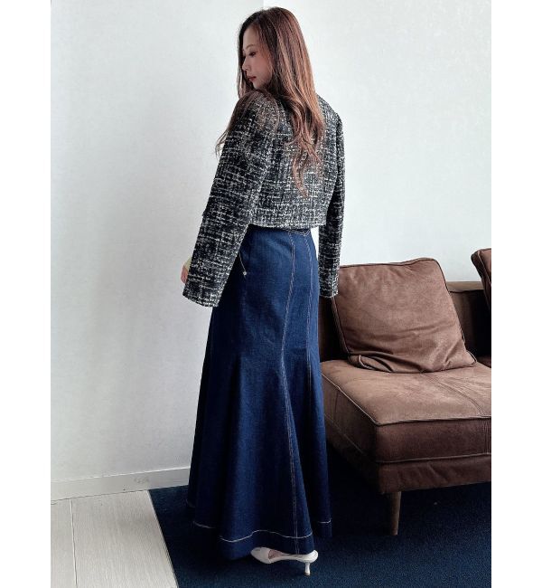MERCURYDUO「ツイードノーカラージャケット」|ノーカラージャケット|