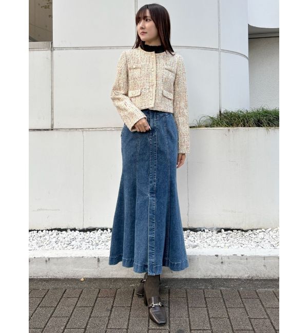 MERCURYDUO「ツイードノーカラージャケット」|ノーカラージャケット|