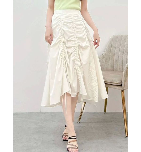 MERCURYDUO「ギャザリングフレアスカート」|スカート|オフホワイト