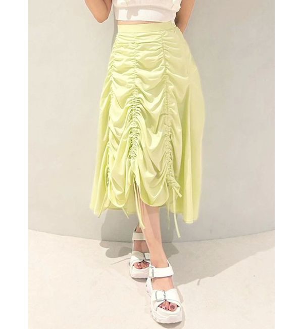 MERCURYDUO「ギャザリングフレアスカート」|スカート|ライム