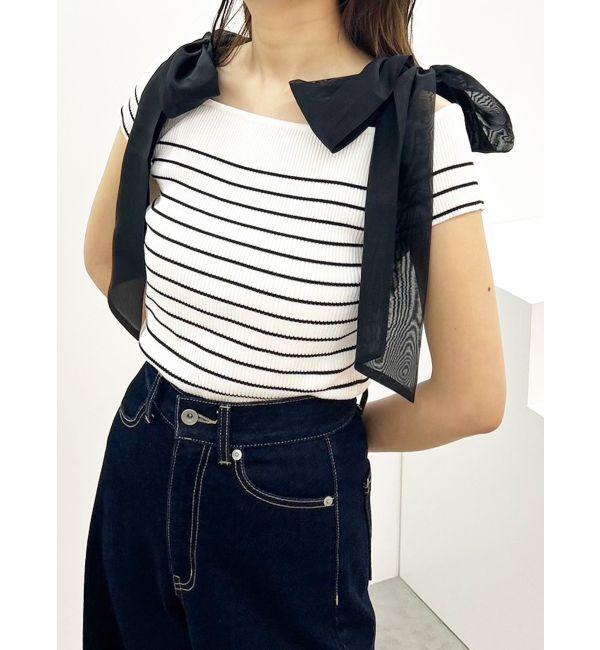 MERCURYDUO「ショルダーリボンニット」|ニット・セーター|ミックス