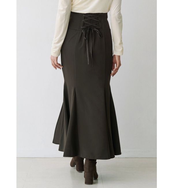 MERCURYDUO「バックレースアップストレッチマーメイドスカート」|スカート|ブラウン