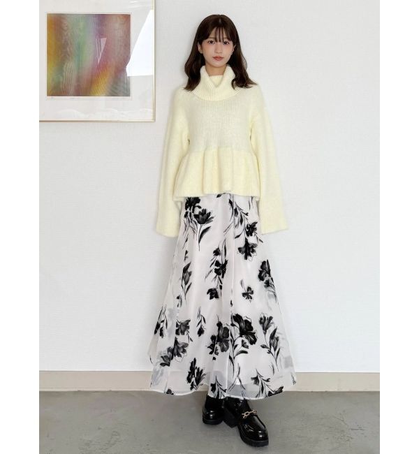 MERCURYDUO「【WEB限定カラーあり】オフタートルペプラムニット」|ニット・セーター|