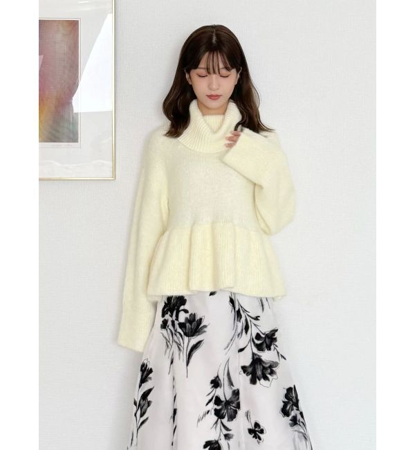 MERCURYDUO「【WEB限定カラーあり】オフタートルペプラムニット」|ニット・セーター|