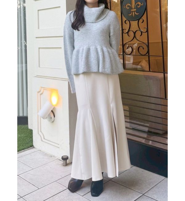 MERCURYDUO「【WEB限定カラーあり】オフタートルペプラムニット」|ニット・セーター|