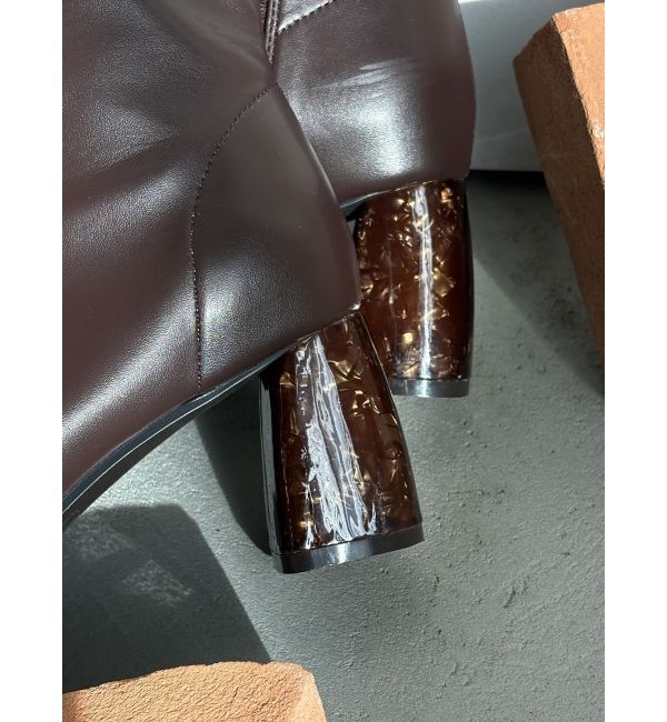 MERCURYDUO「フェイクレザースクエアトゥストレッチショートブーツ」|ショートブーツ|