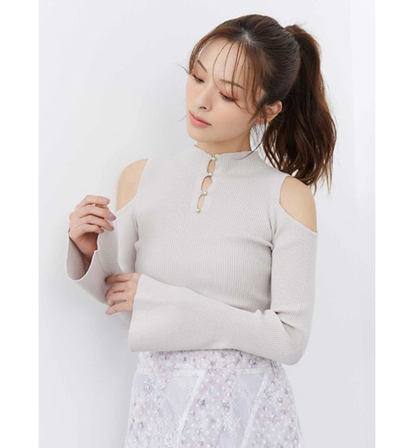 MERCURYDUO「前後2WAY金ボタンアメスリニット」|ニット・セーター|ベージュ