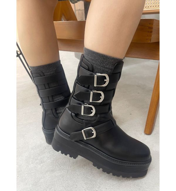 EVRIS「バックルモチーフショートブーツ」|ショートブーツ|