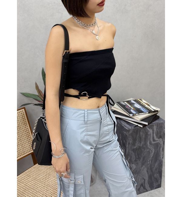 EVRIS「ハートモチーフコルセットトップス」|チューブトップ|ブラック