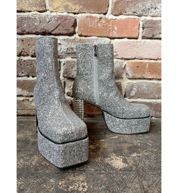 EVRIS「グリッターチャンキーヒールショートブーツ」|ショートブーツ|