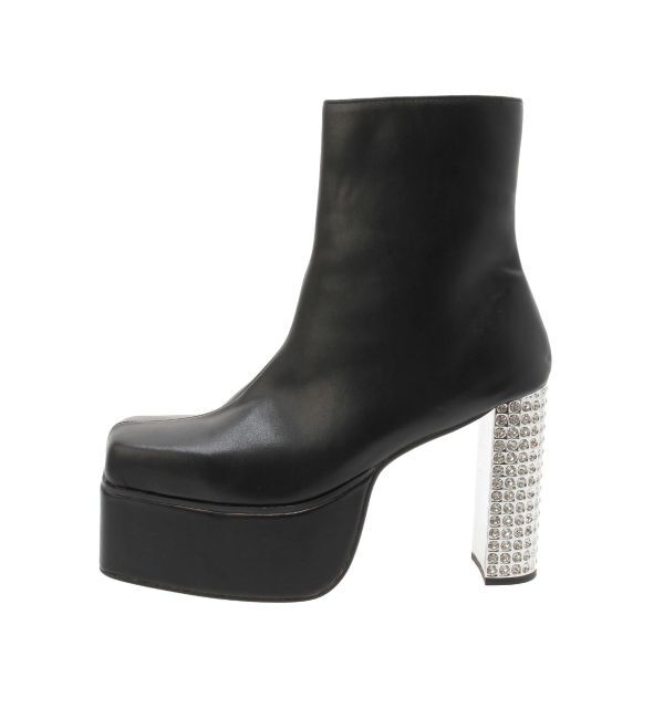 EVRIS「グリッターチャンキーヒールショートブーツ」|ショートブーツ|