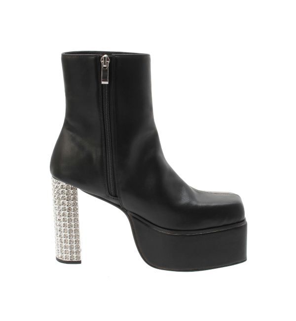 EVRIS「グリッターチャンキーヒールショートブーツ」|ショートブーツ|