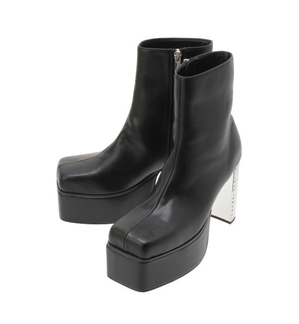 EVRIS「グリッターチャンキーヒールショートブーツ」|ショートブーツ|