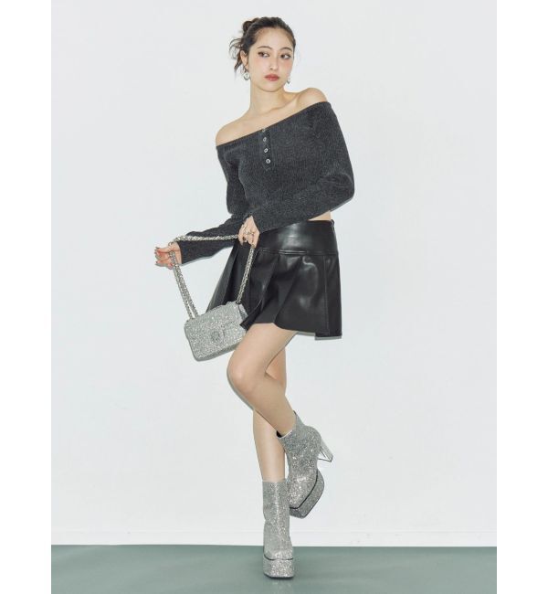 EVRIS「グリッターチャンキーヒールショートブーツ」|ショートブーツ|