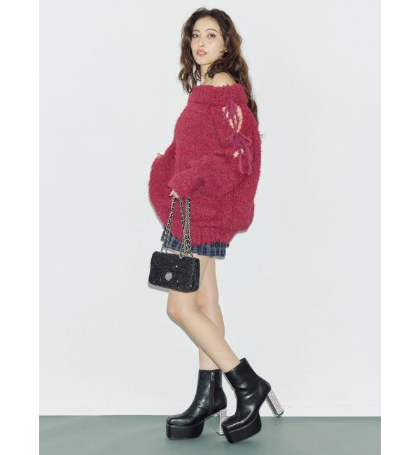 EVRIS「グリッターチャンキーヒールショートブーツ」|ショートブーツ|