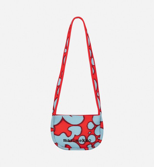 Marimekko「Knitted Crossbody Keidas ショルダーバッグ」|ショルダー・メッセンジャー|ライトブルー&times;レッド