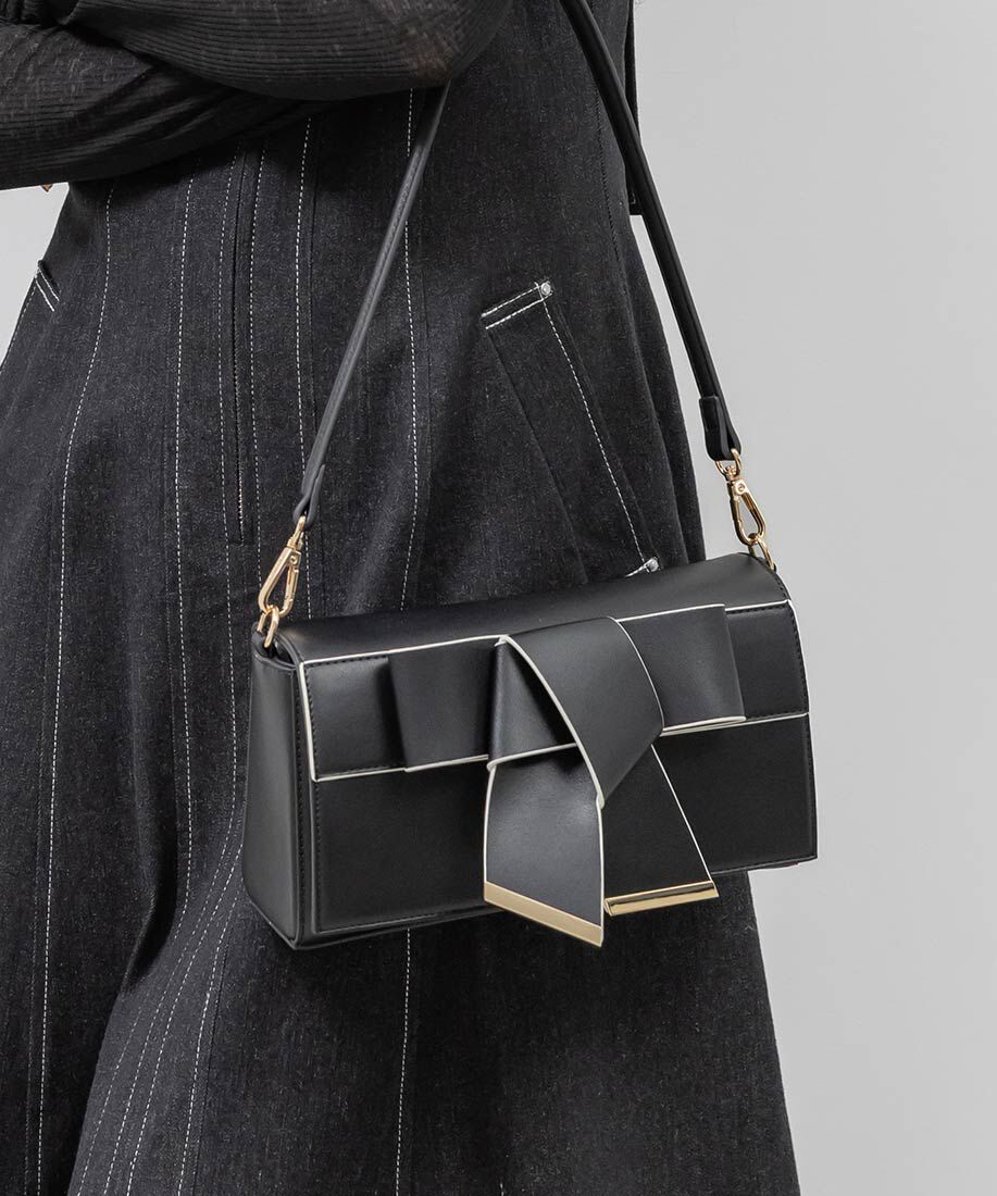  「2WAY リボンベルトショルダーバッグ」|ショルダー・メッセンジャー|ブラック