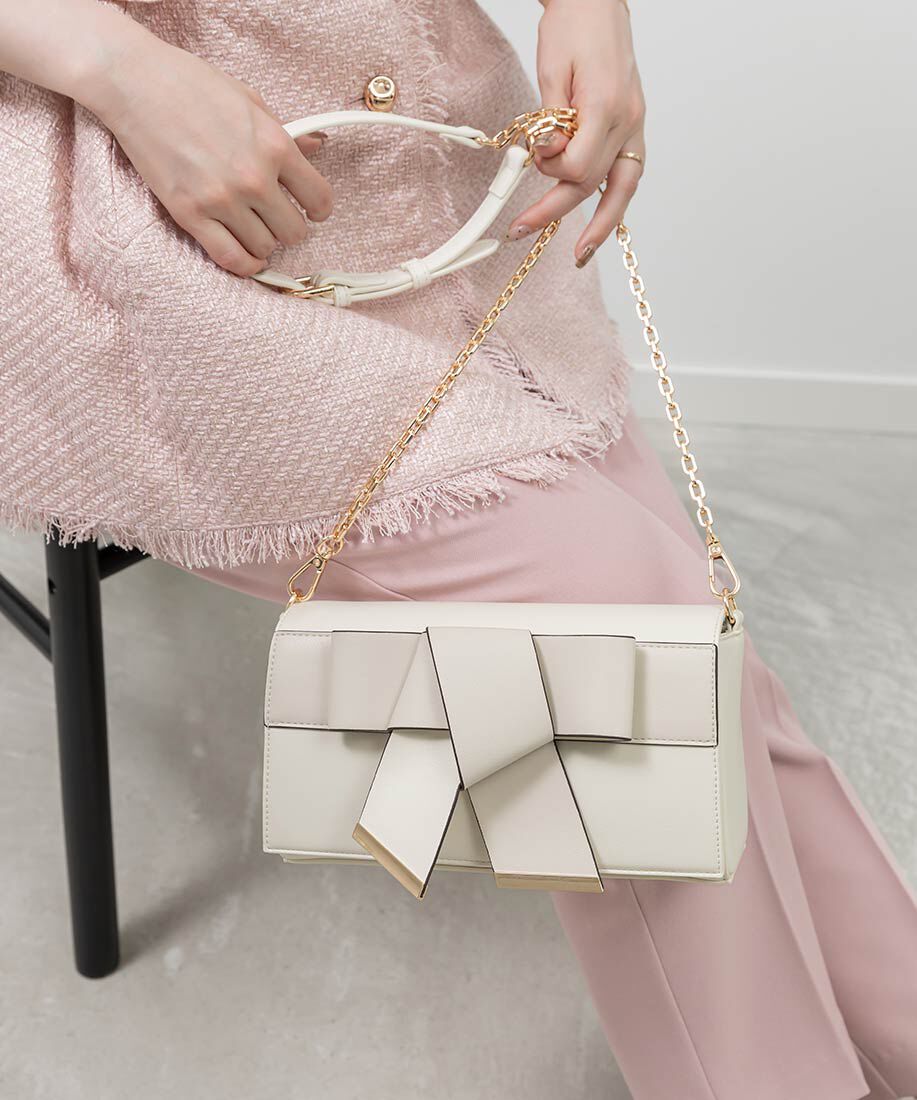  「2WAY リボンベルトショルダーバッグ」|ショルダー・メッセンジャー|ホワイト