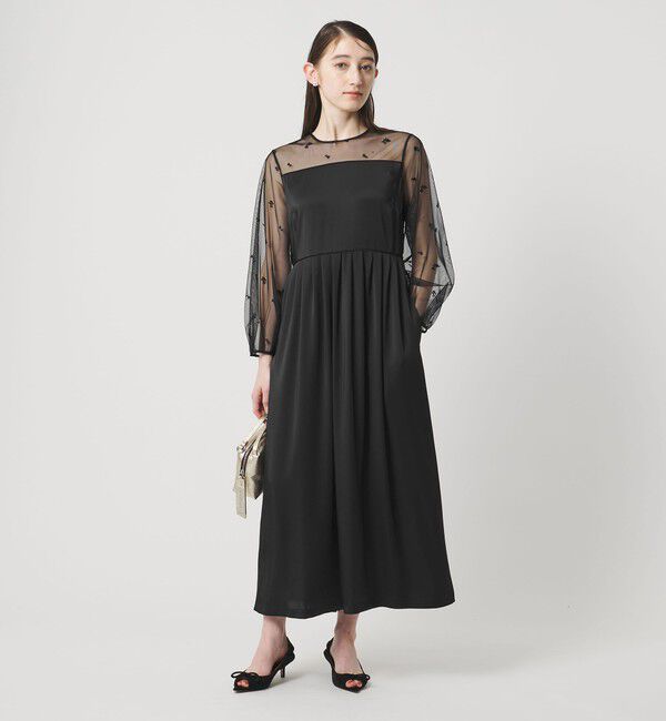 UNITED ARROWS「チュール エンブロイダリー コンビ ワンピース」|ワンピース|