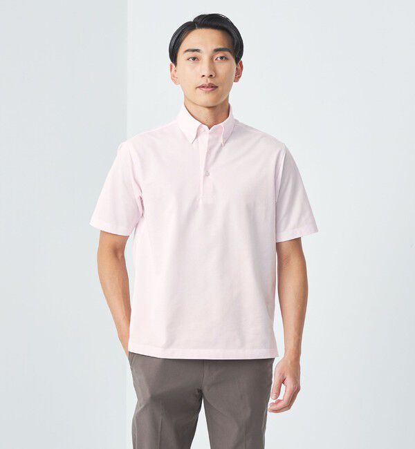UNITED ARROWS green label relaxing「DUADRY CLEAN バーズアイ ボタンダウン ポロシャツ -吸水速乾・抗菌-」|ポロシャツ|LT.PINK