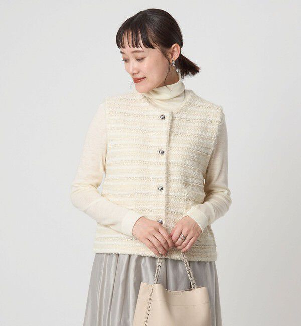ミックスツイードライク ニット ジレ ベスト（UNITED ARROWS green
