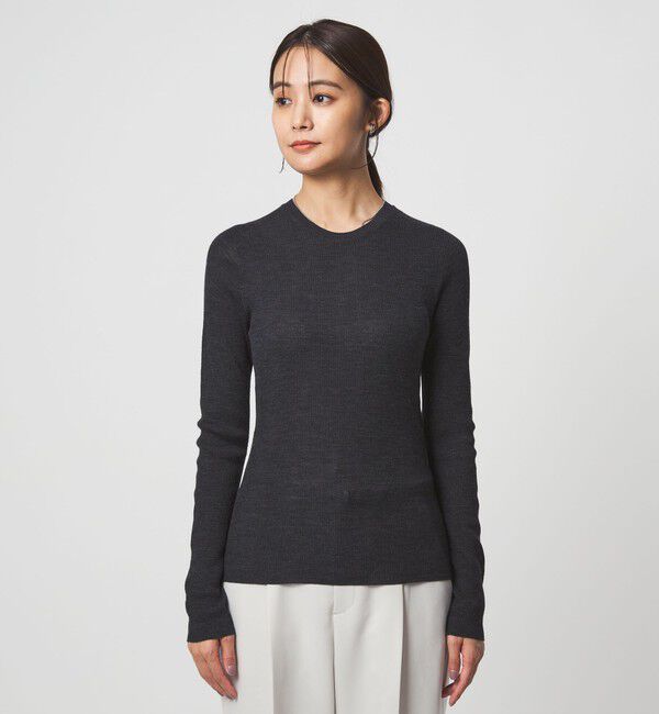 UNITED ARROWS green label relaxing「ウール シアー リブ クルーネック ニット ウォッシャブル」|ニット・セーター|