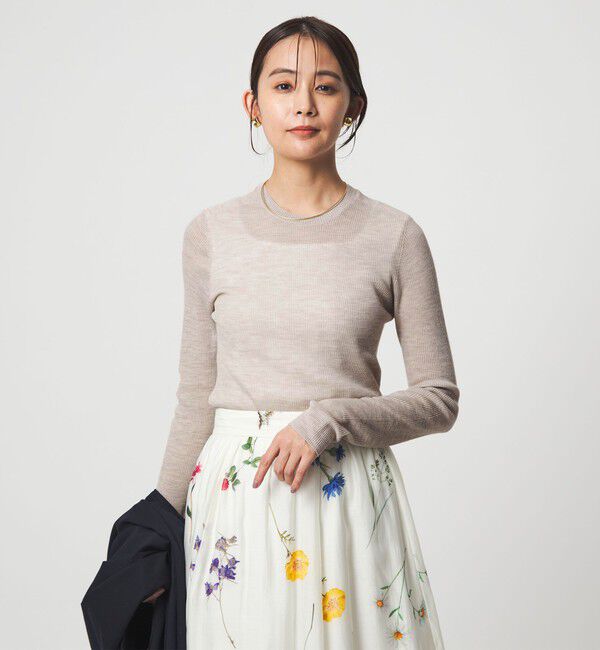 UNITED ARROWS green label relaxing「ウール シアー リブ クルーネック ニット ウォッシャブル」|ニット・セーター|