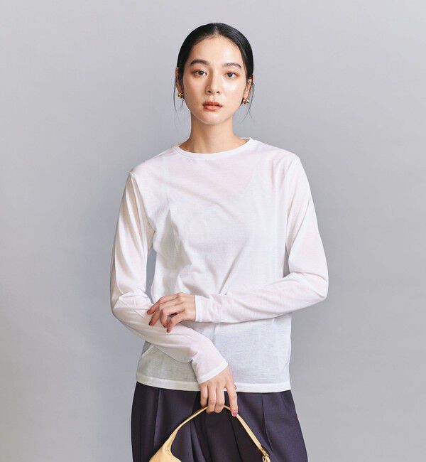 BEAUTY&YOUTH UNITED ARROWS「コットンナイロン天竺 シアー クルーネック Tシャツ」|Tシャツ・カットソー|